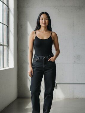 Weekend Soul Black Ribbed Bodysuit Size Medium